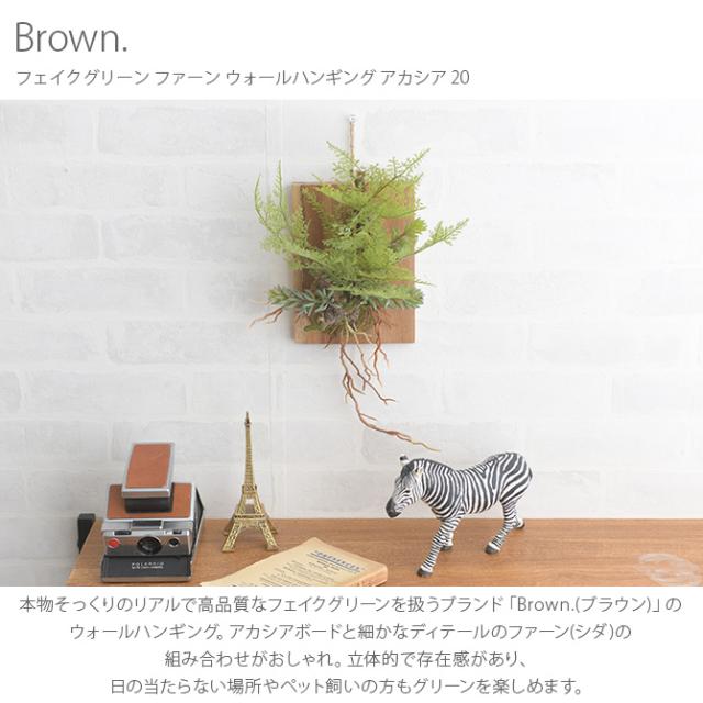Brown. ブラウン フェイクグリーン ファーン ウォールハンギング アカシア 20  フェイクグリーン 壁掛け ハンギング おしゃれ 壁 グリーン インテリア 造花 植物 ペット  