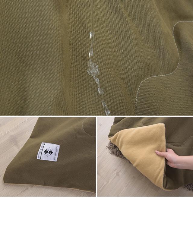 撥水加工 薄掛けこたつ布団 正方形 幅190cm こたつ布団 コタツ布団 正方形 男前 メンズライク カーキ グレー カッコいい シンプル 撥水加工