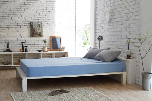 Fab the Home ファブザホーム ボックスシーツ ダブル用 プレインニット  ボックスシーツ ダブル 無地 おしゃれ 綿100 D ベッドシーツ シーツ コットン シンプル  