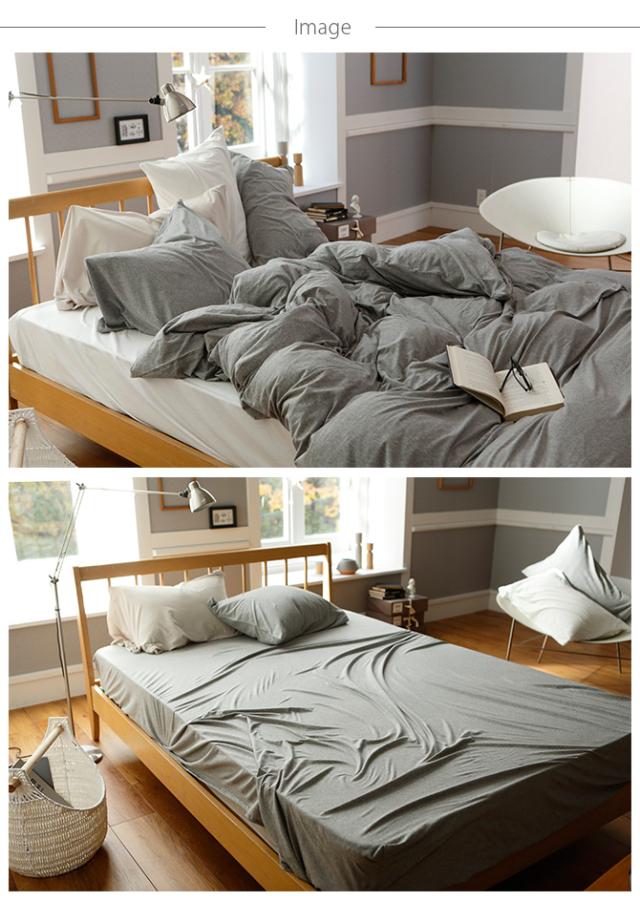 Fab the Home ファブザホーム ボックスシーツ ダブル用 プレインニット  ボックスシーツ ダブル 無地 おしゃれ 綿100 D ベッドシーツ シーツ コットン シンプル  