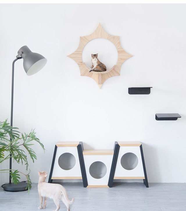 MYZOO マイズー Solar キャットステップ  猫 キャットステップ キャットウォーク 壁付け 壁掛け 太陽 木製 シンプル MY ZOO 北欧  