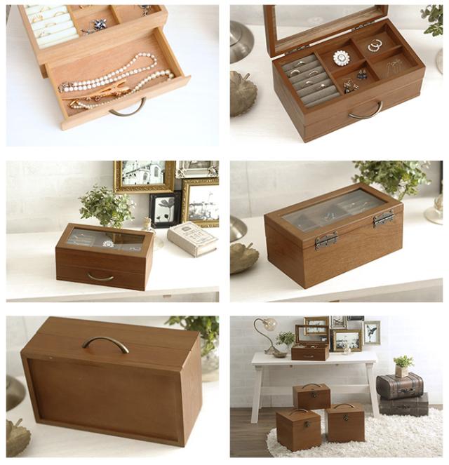ナチュラルウッド ジュエリーボックス  木製 ジュエリー 宝石箱 ジュエルボックス コレクションボックス 姫系 おしゃれ かわいい シンプル ナチュラル  