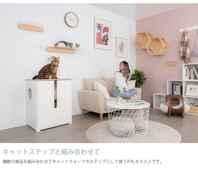 MYZOO マイズー OBLONG 透明キャットステップ 60cm 猫用 キャットステップ キャットウォーク 壁付け 壁掛け クリア アクリル 猫用家具 キャットタワー 北欧