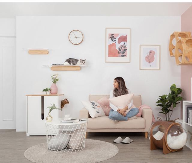 MYZOO マイズー OBLONG 透明キャットステップ 90cm 猫用 キャットステップ キャットウォーク 壁付け 壁掛け クリア アクリル 猫用家具 キャットタワー 北欧