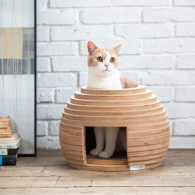 FrancePet フランスペット PE05 ねこハウス まり  猫用 猫ベッド ペットベッド ハウス 猫ハウス 木製 ボール型 おしゃれ  