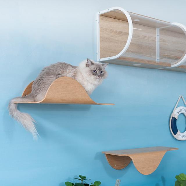 MYZOO マイズー Stingray 単品  猫 キャットステップ 木製 おしゃれ キャットウォーク 大型猫 北欧 インテリア 壁付け 棚板  