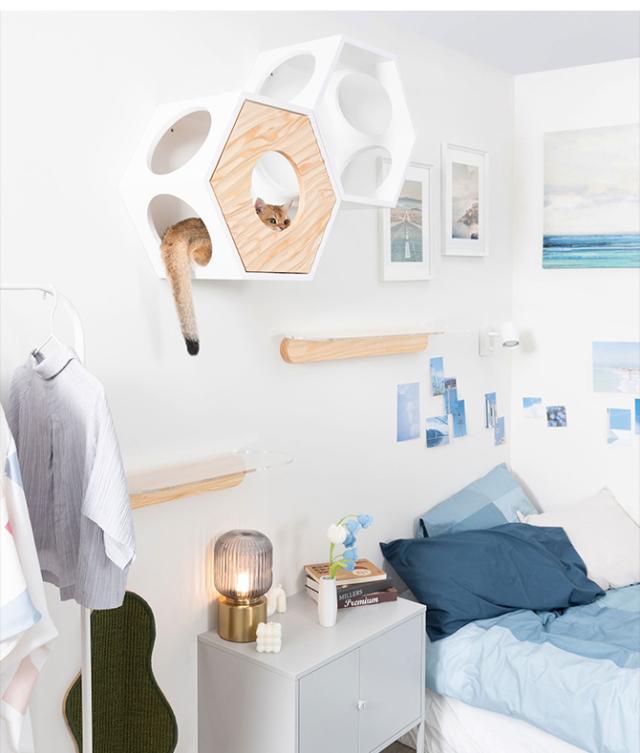 MYZOO マイズー Busy Cat専用 COVER WAVE カバーウェーブ  猫 ハウス スツール 六角 ウェーブ 波 おしゃれ 木製 カバー プレート  