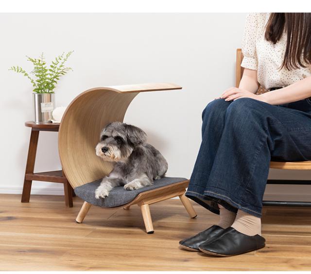 ペットベッド 猫用 犬用 ペットベッド ベッド 木製 ナチュラル ブラウン 曲線 可愛い シンプル