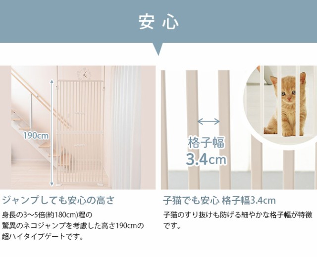 ねこ脱走防止ゲート にゃんドア Wanyanya わにゃにゃ ホワイト Wanyanya わにゃにゃ にゃんドア 拡張パネル ホワイト ホワイト