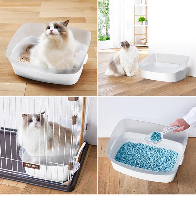 Bonbi ボンビ クリアキャットトイレ M  猫用トイレ 猫トイレ ペットトイレ おしゃれ クール スタリッシュ スコップ付き  