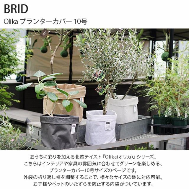 BRID ブリッド Olika プランターカバー 10号  プランターカバー 鉢カバー 10号 おしゃれ 北欧 室内 インテリア ファブリック コットン 観葉植物  