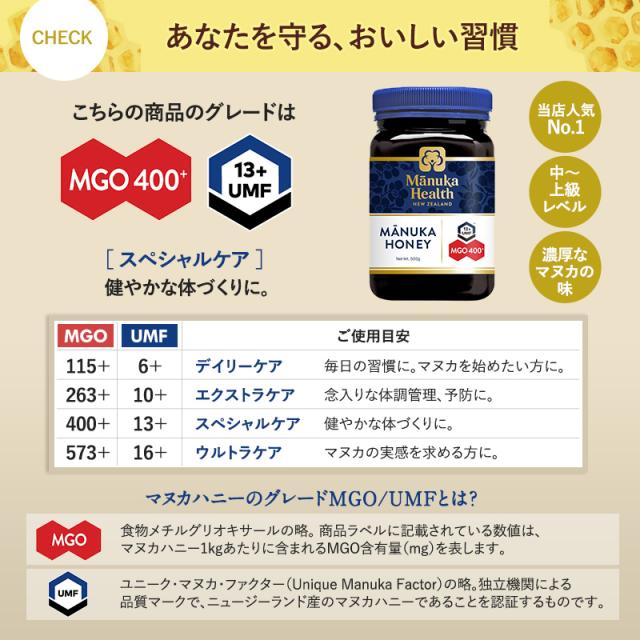 マヌカヘルス マヌカハニー MGO400+/UMF13+ 500g マヌカハニー マヌカヘルス ニュージーランド産 ハチミツ はちみつ 蜂蜜 高級 無添加 ギフト プレゼント