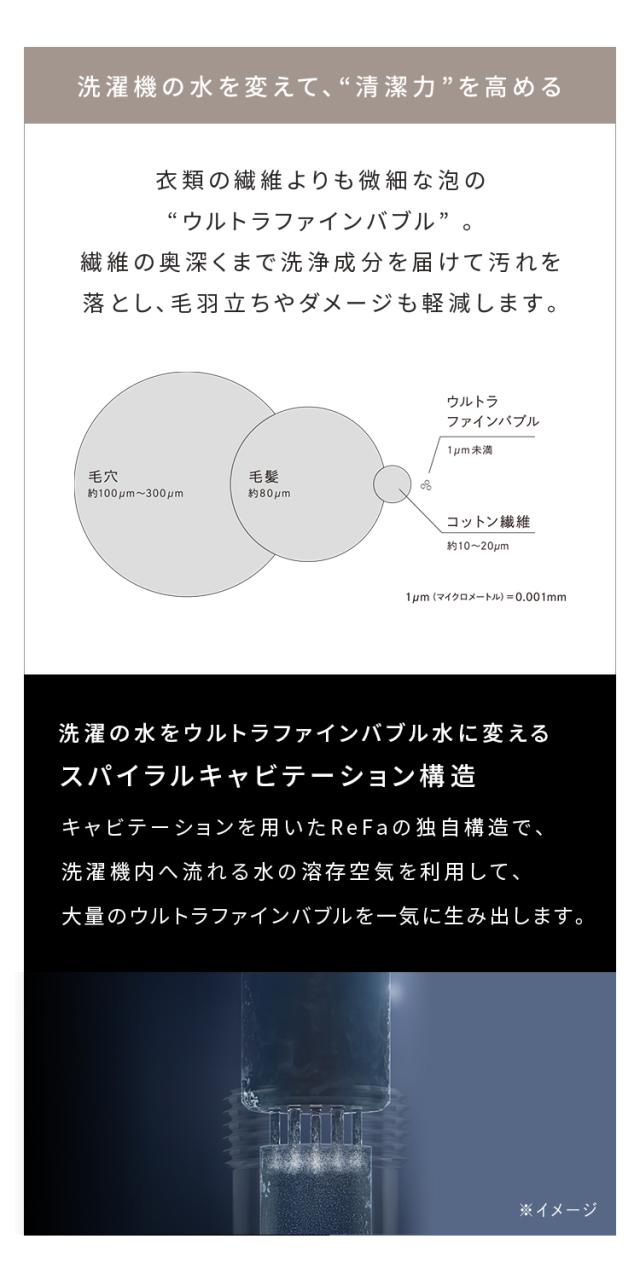 ReFa リファ ウルトラファインバブル ランドリー 洗濯機 アクセサリー アダプター 洗浄力アップ 洗浄効果 ダメージ軽減 取付け簡単 洗濯槽 清潔 きれい ReFa リファ