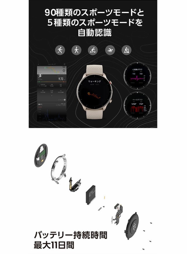 Amazfit アマズフィット GTR2 New Version  スマートウォッチ レディース おしゃれ 防水 健康管理 スポーツ 運動 記録 睡眠 心拍数 歩数計 iPhone対応 Android対応 アンドロイド対応  