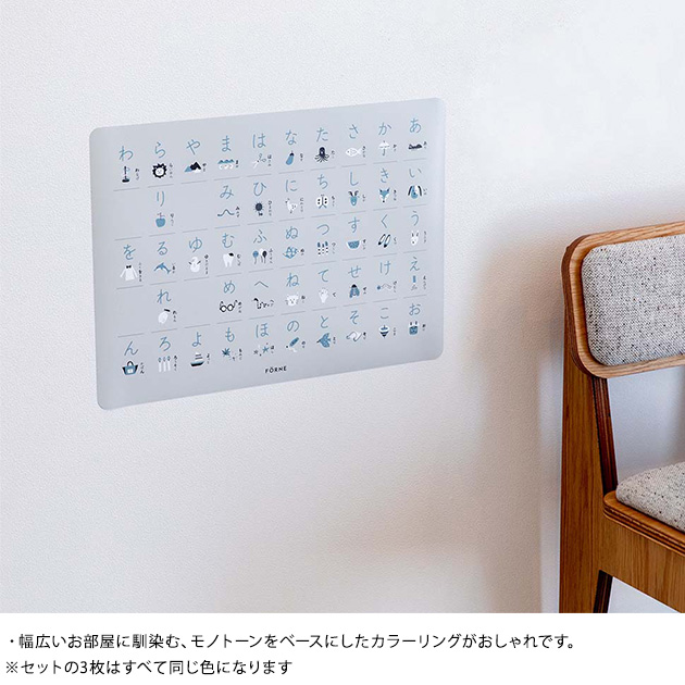 FORNE フォルネ 知育ポスター 3枚セット  知育玩具 小学生 おしゃれ お風呂 防水 ひらがな カタカナ 文字 もじ 言葉 ことば 日本地図 都道府県 入学祝い  