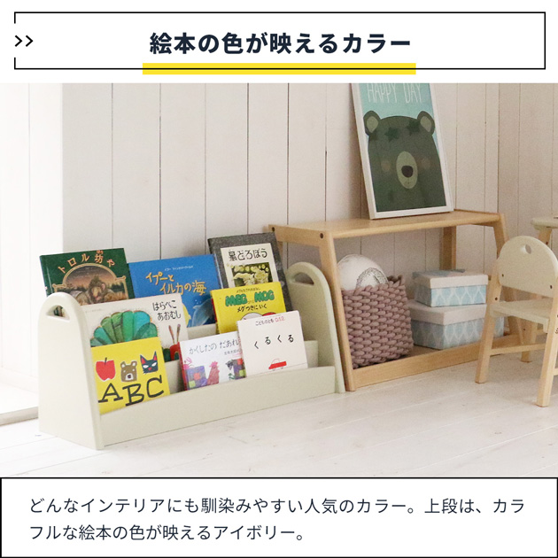 Kids Picture Book Rack  絵本棚 絵本ラック キッズ 表紙が見える スリム コンパクト おしゃれ シンプル かわいい 収納  