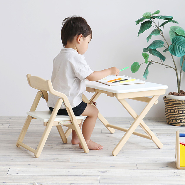 Kids Desk＆Chair Set  デスクチェアセット 折りたたみ キッズ 幼児 子供 机 椅子 完成品 おしゃれ シンプル かわいい スリム  