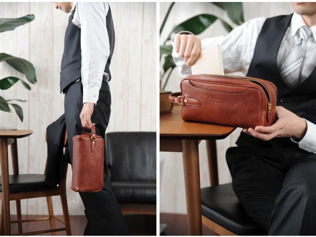 青木鞄 Lugard 牛ヌメ革ダブルセカンドバッグ NEVADA 男性用 メンズ