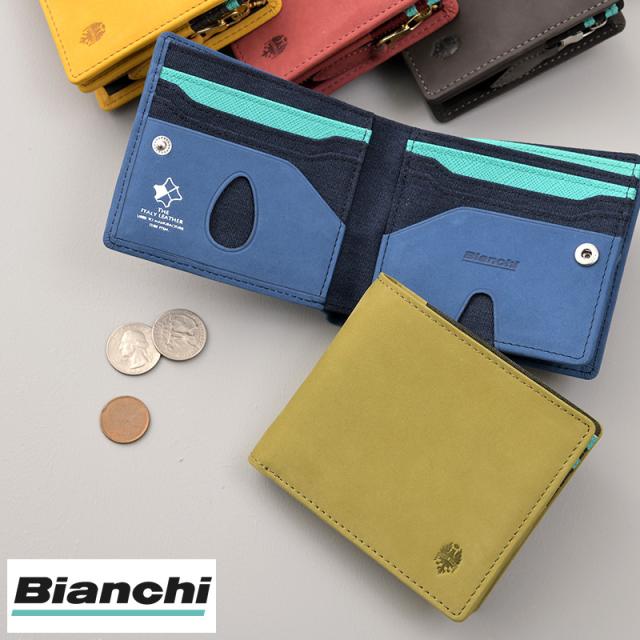 Bianchi 二つ折り財布 ミドルサイズ brina 本革 イタリアンレザー 小銭
