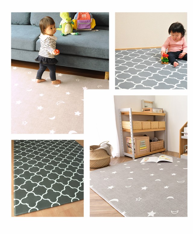 【防炎】リバーシブルで使える ふかふかキッズプレイマット　ラージサイズ マット 赤ちゃん フロアマット 床 リトルプリンセス 防音 保育園 【送料無料】