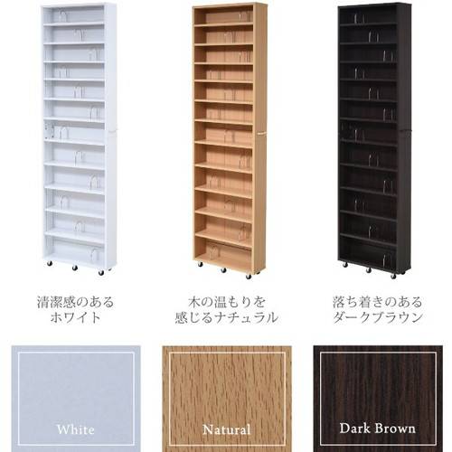 本棚 棚 収納 隙間 ラック シェルフ スリム 薄型 キャスター ワゴン 押入れ ロータイプ 低い コミック 雑誌 漫画 文庫本 cd dvd 一人暮らし 書棚 幅60 3段 ｜本棚 大容量 薄型 スライド スリム 2連 二連 漫画 キャスター