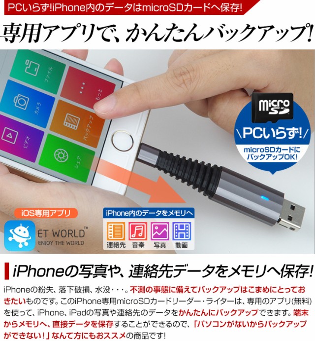 全国宅配無料 Iphone バックアップ Usbメモリ Microsd 16gb 容量不足 写真 連絡先 動画 データ コピー 保存 カードリーダー Microsdカードリーダー Ipa シニアファッション Arnabmobility Com