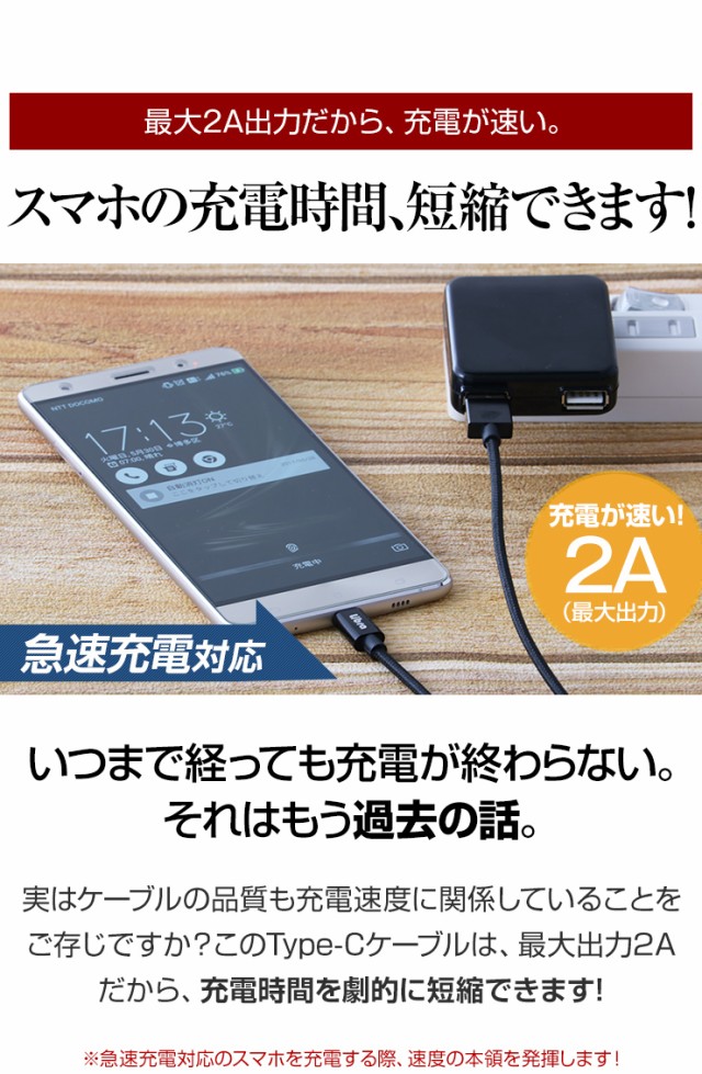 USB Type-C 急速充電 メッシュ