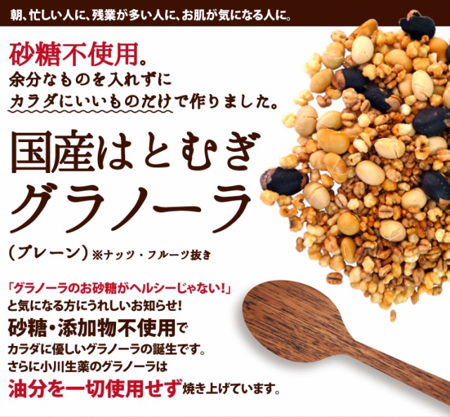 ポスト投函便送料無料】小川生薬 国産はとむぎグラノーラ（プレーン） 20g×10個セット【当日発送可】※11時以降のご注文は翌日になりの通販はau  PAY マーケット - 株式会社 小川生薬 | au PAY マーケット－通販サイト