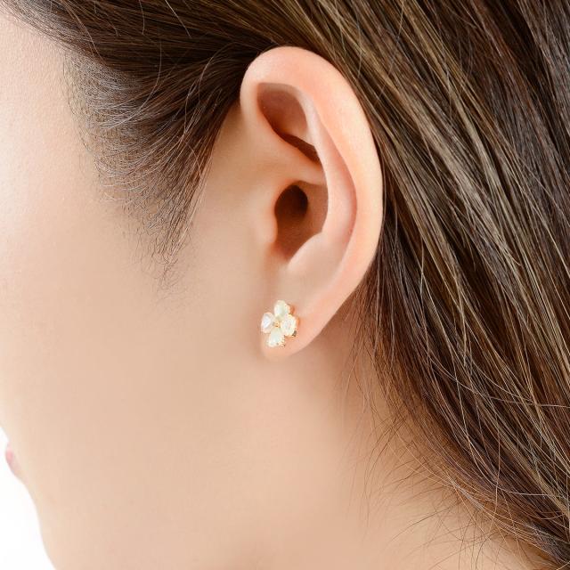 オパール ピアス 18金 レディース エチオピア かわいい フラワー