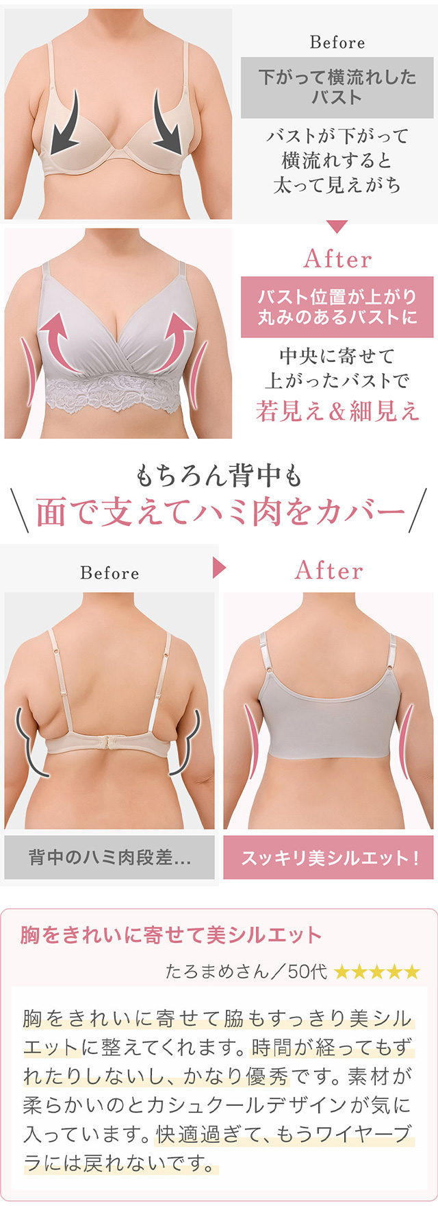 綿混ストレッチハイブリッドハートカップブラ25