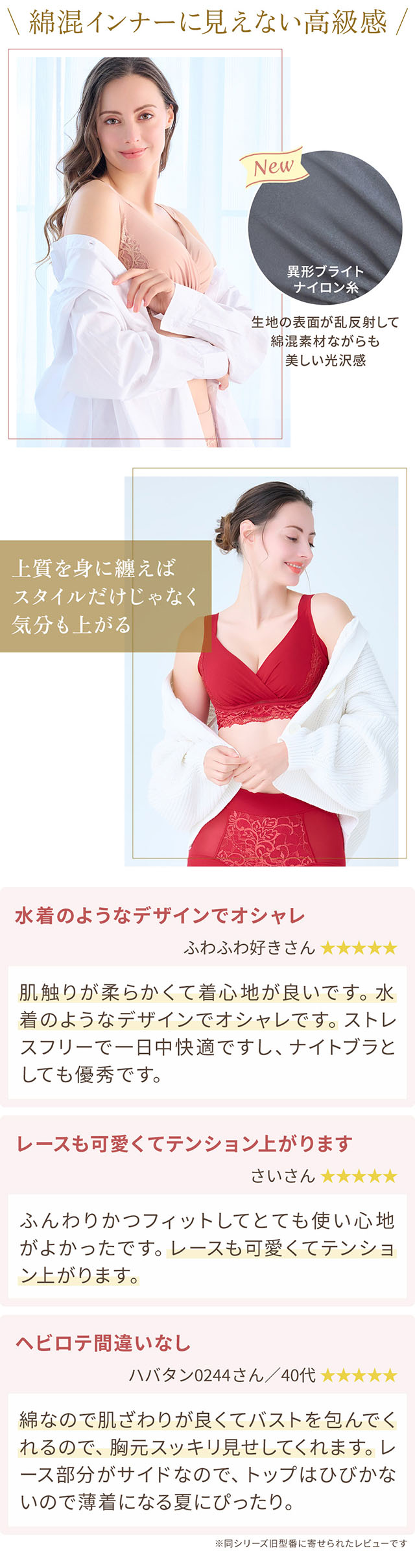 綿混キャッチャーカップレースブラ25