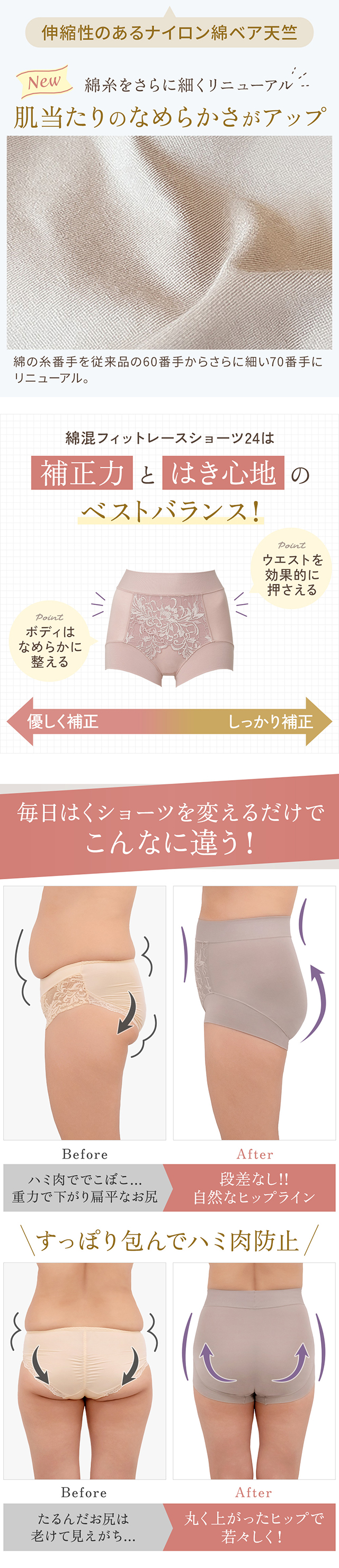 綿混フィットレースショーツ24