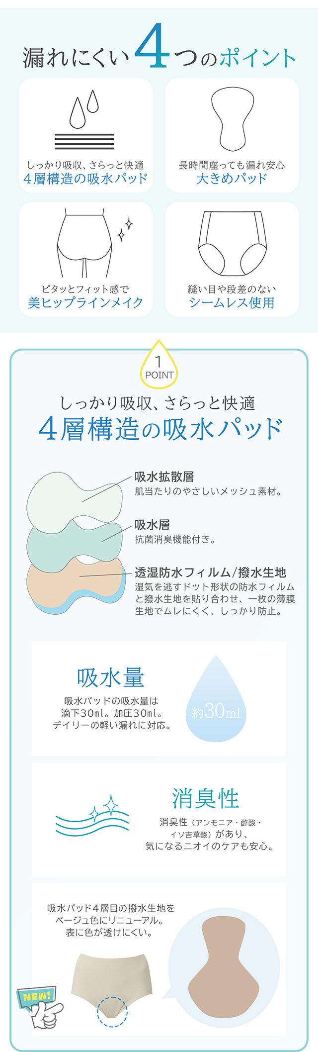 シームレス吸水ショーツ26