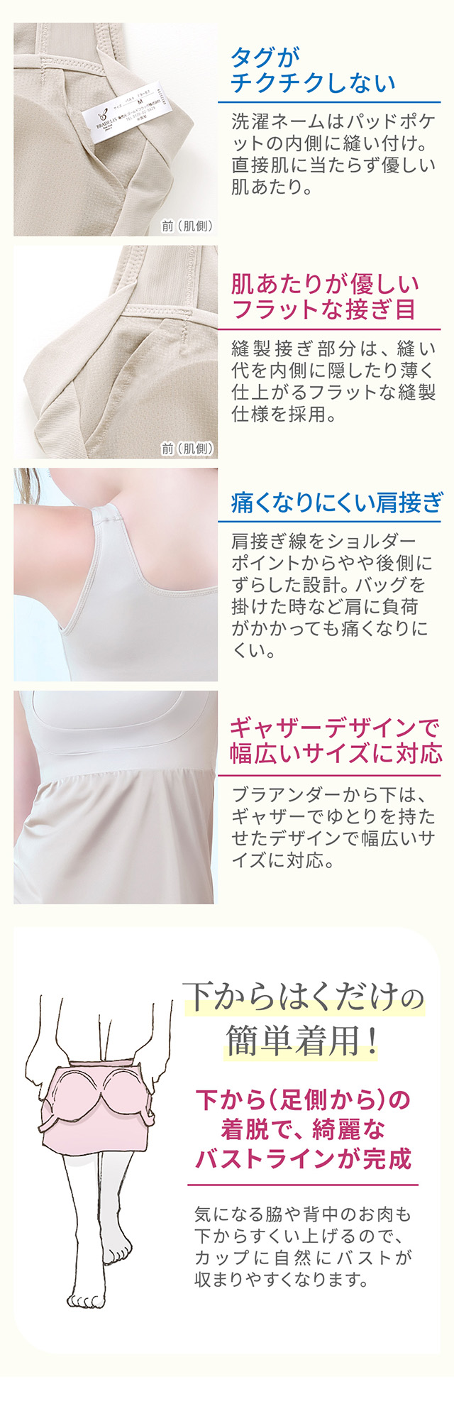 綿混楽々dailyバストスリップ25