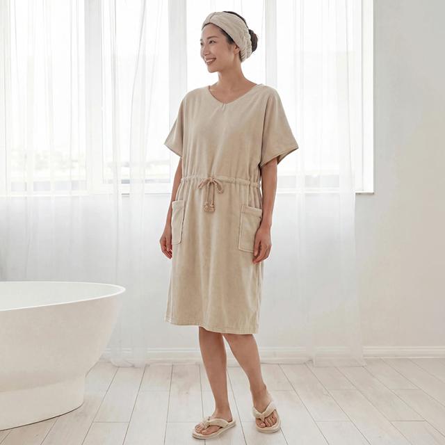 スフレfineタオル バスポンチョ ワンピース バスローブ