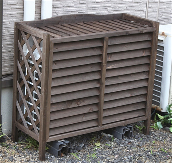 配送員設置送料無料 お洒落に目隠し木製室外機カバー ダークブラウン 初売りセール Jhrml Com