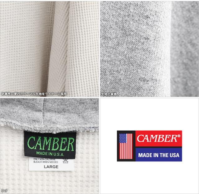 スウェットパーカー / CAMBER キャンバー CAM131 12.5oz ヘビーウェイト ジップパーカー サーマルライナー MADE IN USA【T】｜メンズ レディース ジップアップパーカー スウェット 裏地サーマル 厚手 厚地 ブランド おしゃれ 大きいサイズ
