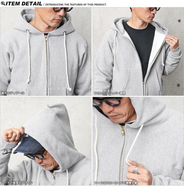 Champion チャンピオン C5-U102 リバースウィーブ ジップアップ スウェットパーカー 12.5oz 赤タグ・MADE IN USA【Cx】【T】｜ フード 無地 メンズ おしゃれ ブランド 大きいサイズ