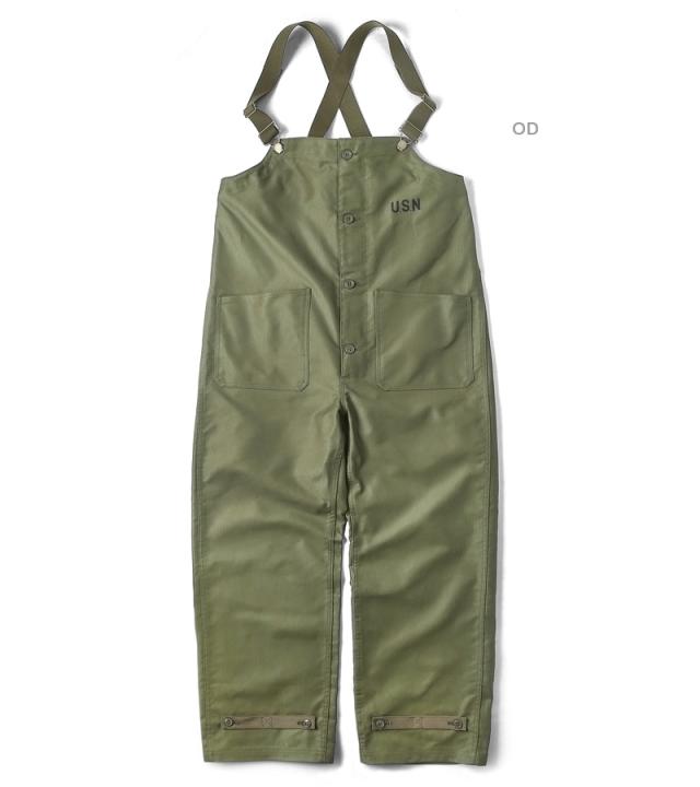 HOUSTON ヒューストン 1785 米海軍 U.S.NAVY N-1デッキパンツ 日本製  【R】｜ メンズ ボトムス ミリタリーパンツ ワークパンツ オーバーオール カジュアル 大きいサイズ ゆったり