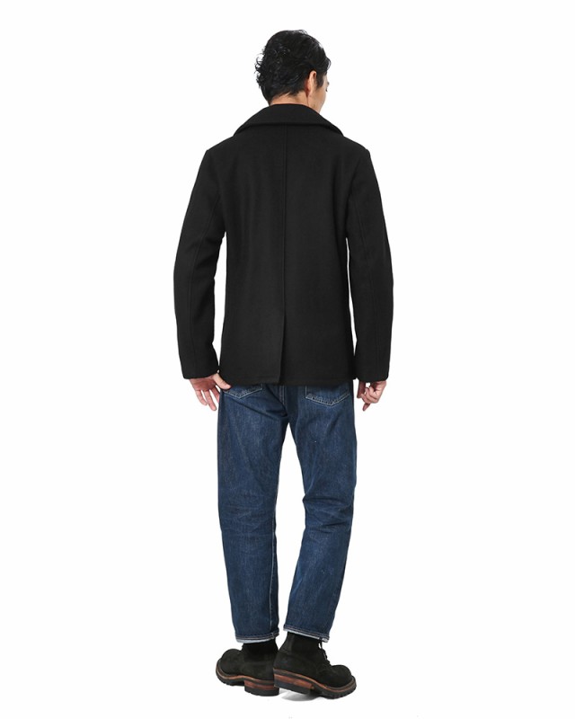 38 良品 Schott 753US Pコート タイト スリム ブラック 黒