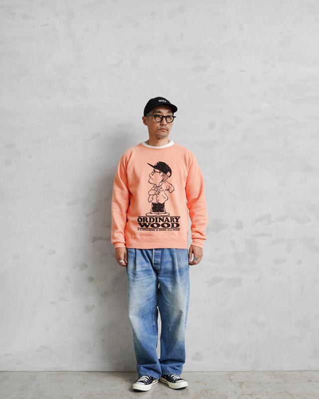 Ordinary Wood × A.G.SPALDING&BROS SPL-WAP-251003 SKETCHBOOK3 フリーダムスリーブ スウェット シャツ 日本製【Cx】【T】｜メンズファッション ヴィンテージ ストリート トップス コットン カジュアル トレーナー