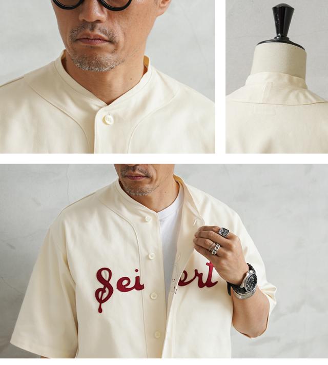 A.G.SPALDING&BROS エージースポルディング&ブロス SPL-AGS-242001 ベースボールシャツ 日本製【Cx】【T】｜メンズ トップス 半袖シャツ 大きいサイズ カジュアル ロゴ ブランド おしゃれ