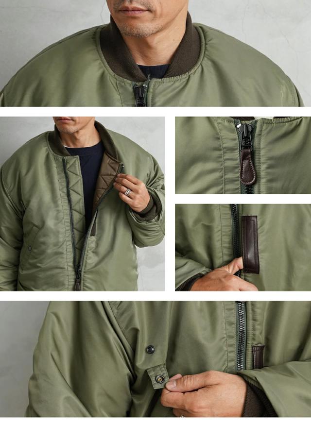 WAIPER.inc ワイパーインク 米軍 U.S.AIR FORCE B-15B MOD フライトジャケット TEST SAMPLEモデル【WP13】【T】【Cx】｜メンズ アウター 大きいサイズ ミリタリー ma-1ライク ナイロンジャケット カーキ グリーン ブランド おしゃれ