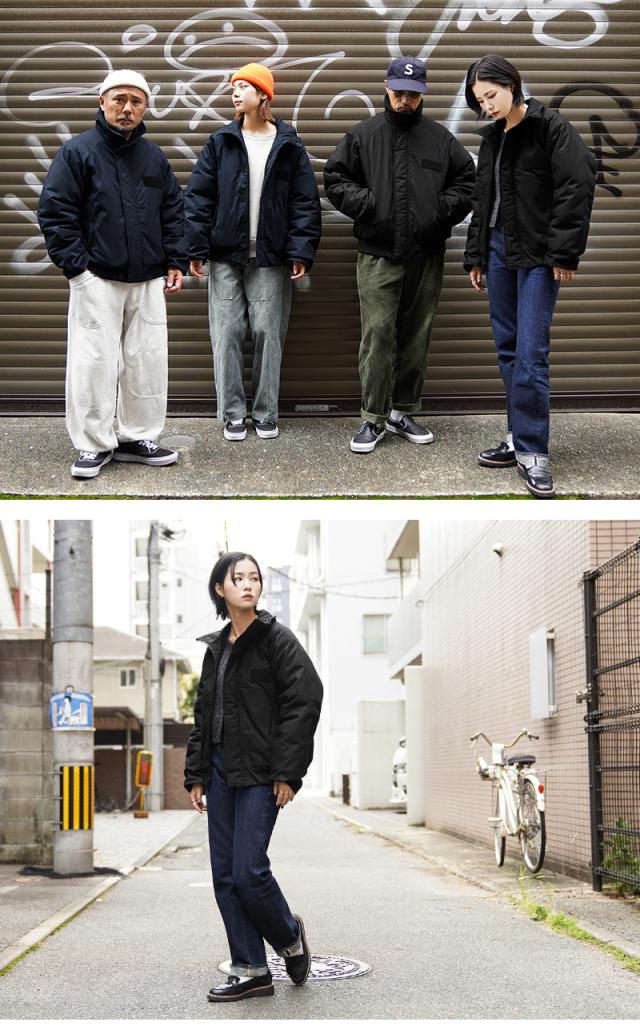 WAIPER.inc ワイパーインク 米軍 U.S.NAVY シップボードジャケット【WP1075】【Cx】【I】｜メンズ アウター 大きいサイズ ミリタリー ブルゾン ハイネック 立ち襟 無地 綿 コットン ネイビー ブランド おしゃれ