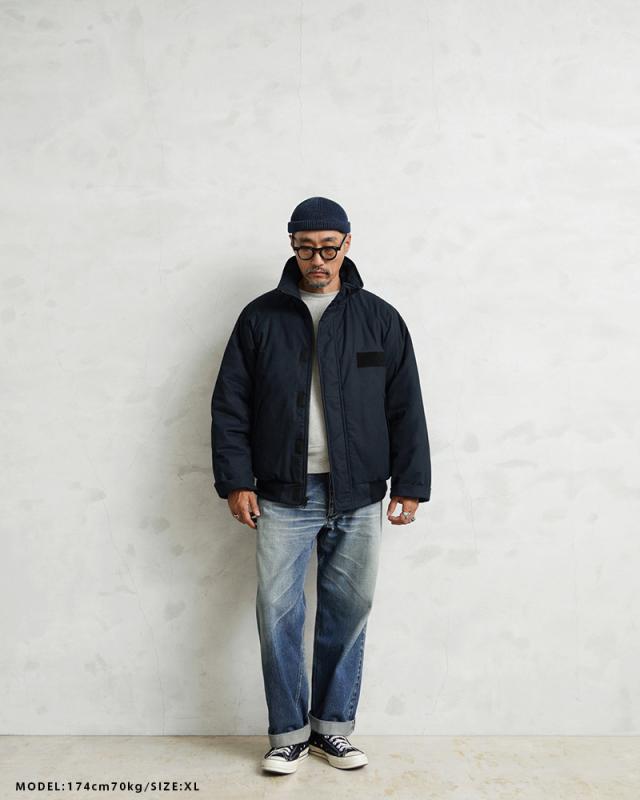 WAIPER.inc ワイパーインク 米軍 U.S.NAVY シップボードジャケット【WP1075】【Cx】【I】｜メンズ アウター 大きいサイズ ミリタリー ブルゾン ハイネック 立ち襟 無地 綿 コットン ネイビー ブランド おしゃれ