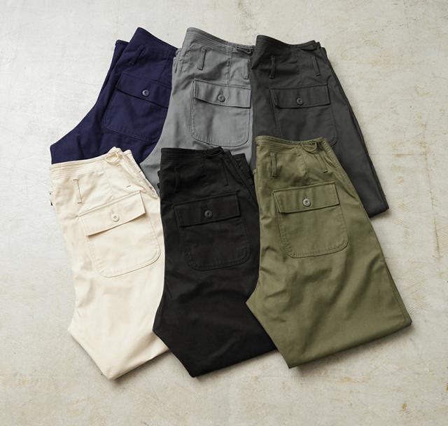 WAIPER.inc 米軍 U.S.NAVY A-2 1レイヤー デッキパンツ【WP126】【T】【Cx】｜メンズ ミリタリー 大きいサイズ 軍パン ズボン ベイカーパンツ ワイドパンツ カーキ ブランド おしゃれ