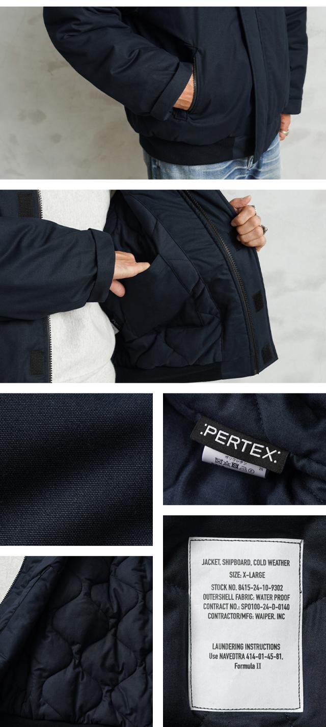WAIPER.inc ワイパーインク 米軍 U.S.NAVY シップボードジャケット【WP1075】【Cx】【I】｜メンズ アウター 大きいサイズ ミリタリー ブルゾン ハイネック 立ち襟 無地 綿 コットン ネイビー ブランド おしゃれ