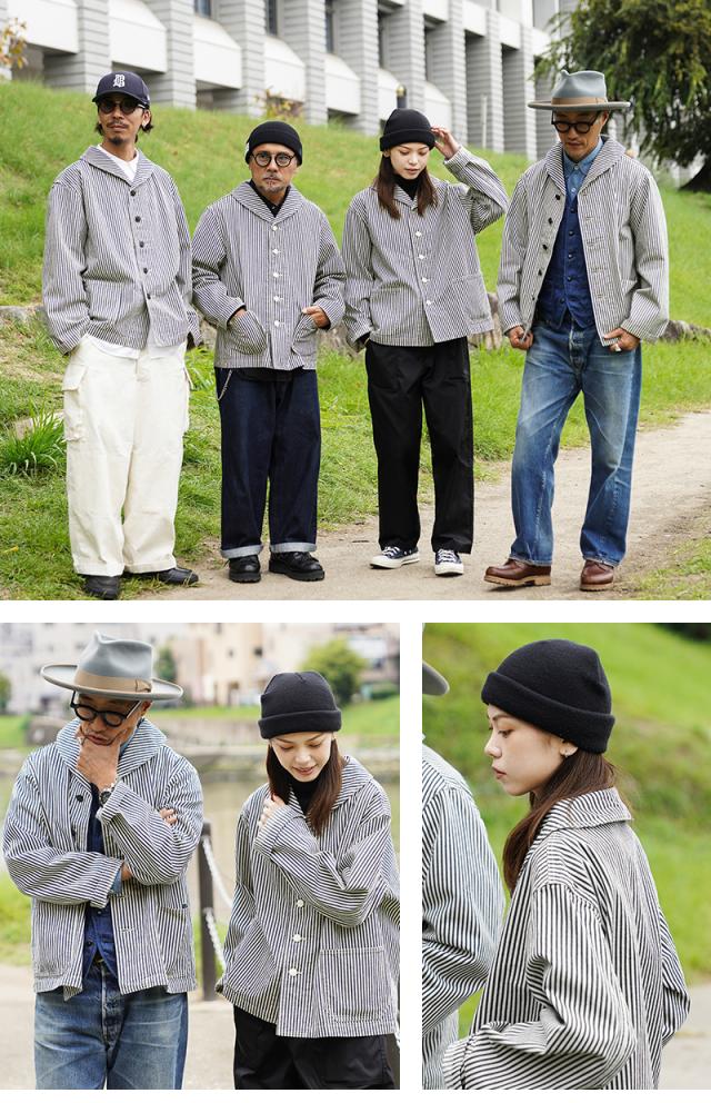 WAIPER.inc 米軍 U.S.NAVY PRISONER ヒッコリーショールカラージャケット MADE OF“KAIHARA DENIM”【WP1127】【T】【Cx】