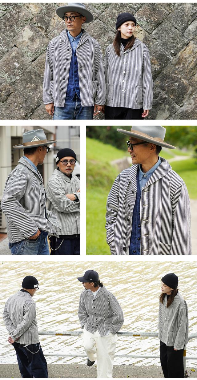 WAIPER.inc 米軍 U.S.NAVY PRISONER ヒッコリーショールカラージャケット MADE OF“KAIHARA DENIM”【WP1127】【T】【Cx】