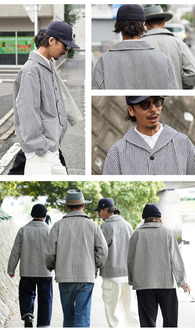 WAIPER.inc 米軍 U.S.NAVY PRISONER ヒッコリーショールカラージャケット MADE OF“KAIHARA DENIM”【WP1127】【T】【Cx】